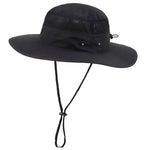 Men's Sun Hat UPF 50+ Wide Brim UV Protective Safari Outback Bucket Hat Fishing Hat Black (One Size / Black)