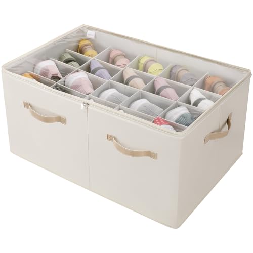 Shoe Organizer for Closet (Beige / Extra Large(26.5''L x 16.54''W x 13.5''H))