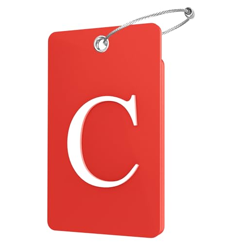 2 Pack Initial Luggage Tags for Suitcases Airplane Travel Essentials (Large C / Red)