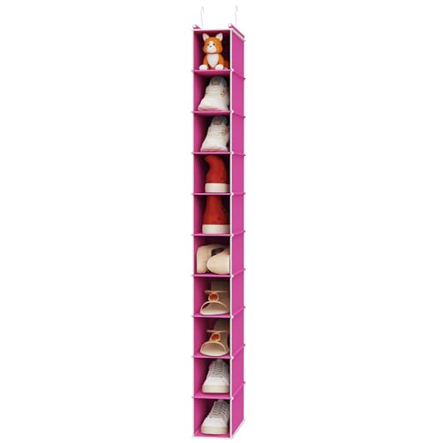 10 Tier Slim Hanging Shoe Organizer (Pink / 1-Pack)