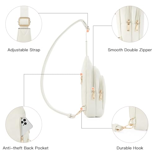 Sling Bag for Women Leather Fanny Pack Crossboday Bags Sling Backpack for Women Beige (3-beige)
