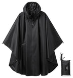 Rain Poncho Jacket Coat Hooded Zipper Style for Women (One Size / A-black)