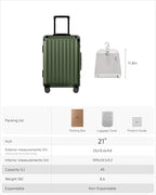 21 Inch Zipperless Carry On Luggage (Olive Green / 21 Inch)