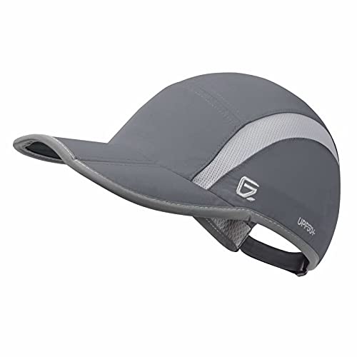 Sport Hat 50+ UPF Inhibit UV Lightweight Baseball Cap Quick Drying Reflective Foldable Cap Water Repellency with Mesh Race Suitable for Men Woman Running Outdoor Activity Cap Dark Gray (6 7/8-7 1/2 / Dark Grey)