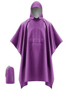 Hooded Rain Poncho Packable Waterproof Unisex Raincoat with Pocket (XX-Large / Purple)