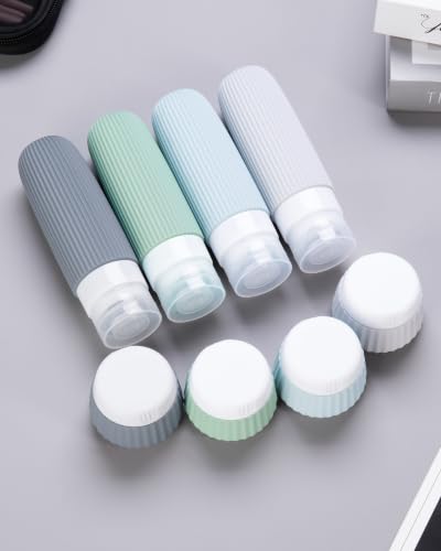 Travel Bottles for Toiletries 8 Pack (Bottle 3oz Jars 1oz / Morning Mist)