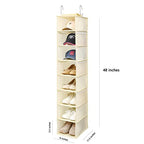Hanging Shoe Organizer for Closet with Side Mesh Pockets (Beige(1 Pack))