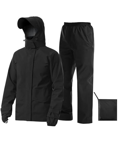 Rain Suit Waterproof Breathable Lightweight 2 (Medium / Black)