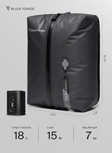 Black Voyage Reusable Vacuum Compression Travel Bag for Carry