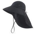 UPF 80+ Sun Hat for Men Women Wide Brim Sun Hat with Neck Flap Summer Beach UV Protection Gardening Fishing Hat (Black)