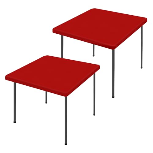 2 Pack Square Spandex Fitted Table Cloth (Red / 34" x 34" (Square))