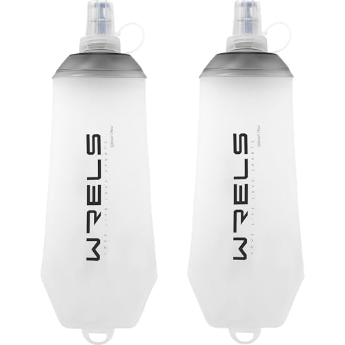 200ml/350ml/500ml Collapsible Soft Flask,BPA Free Folding Soft Water Bottle with Hanging Ring,Lightweight TPU Hydration Flask for Running Marathon Cycling Hiking (Grey-500ml*2)