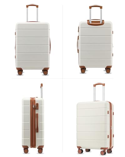 24 Inch Medium Checked Luggage (24 Inch / White Brown)