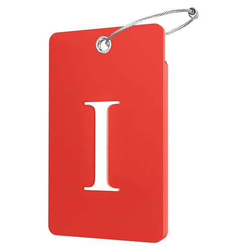 2 Pack Initial Luggage Tags for Suitcases Airplane Travel Essentials (Large I / Red)