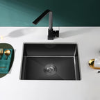 24x18 Inch Undermount Kitchen Sink 18 Gauge 304 Stainless Steel (Black / D24"xW18"xH9")