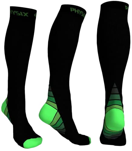 Physix Gear Compression Socks (Black/Green / Small-Medium)