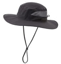 Womens Summer Mesh Boonie Sun Hat Wide Brim UV Protection Fishing Hat (Large / Deep Grey)