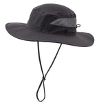 Womens Summer Mesh Boonie Sun Hat Wide Brim UV Protection Fishing Hat (Large / Deep Grey)
