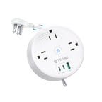 20W USB C Travel Power Strip (5ft Fully Retractable Cord / PD 20W USB C / White)