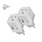European Egypt Travel Adapter Plug with Dual USB (Pure White)