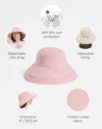 Women's Holiday Sun Hat UPF 50+ (Small-Medium / Dusty Pink/Beige)