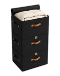 3 Pack Foldable Storage Bin with Lid (Black / XXL-56L)