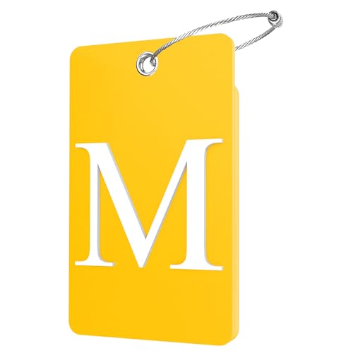 2 Pack Initial Luggage Tags for Suitcases Airplane Travel Essentials (Large M / Yellow)