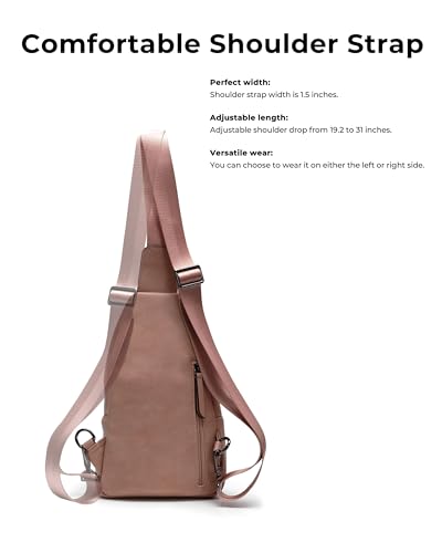 Large Sling Bag for Women Crossbody Purse Leather Fashionable Trendy Chest Bag for Travel (Dusty Rose / Leather-like Flex)