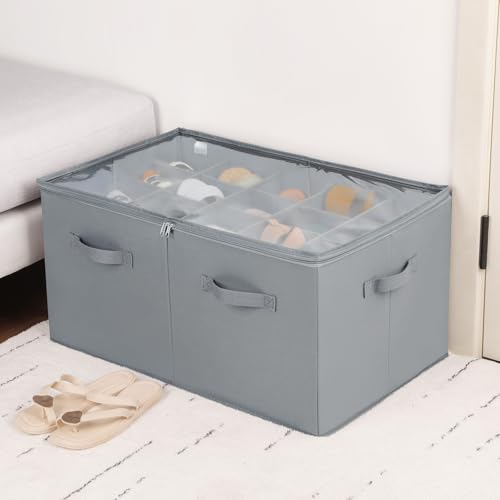 Shoe Organizer for Closet 2 Pack (Gray-2Pack / Extra Large(26.5''L x 16.54''W x 13.5''H))