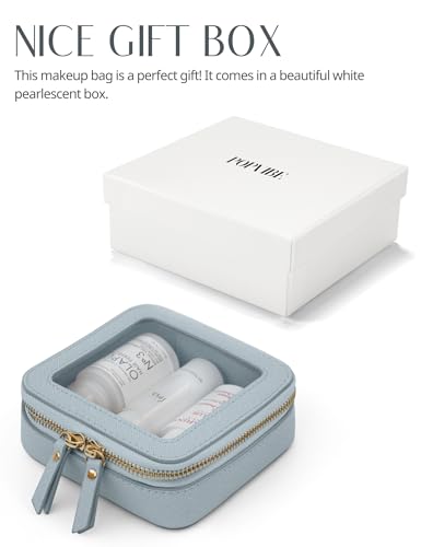 Clear Makeup Bag Travel Cosmetic Case Transparent Toiletry Bag with Zipper (Light Blue / Mini Chic)