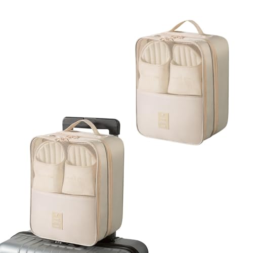 2 Pack Shoe Bags for Travel (Beige)