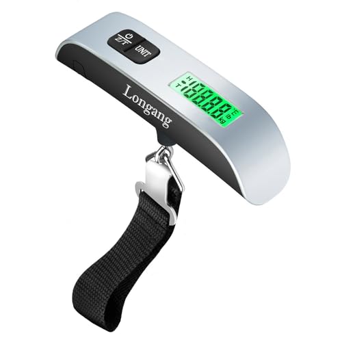 Digital Hanging Luggage Scale with Backlit for Travel (Silver)