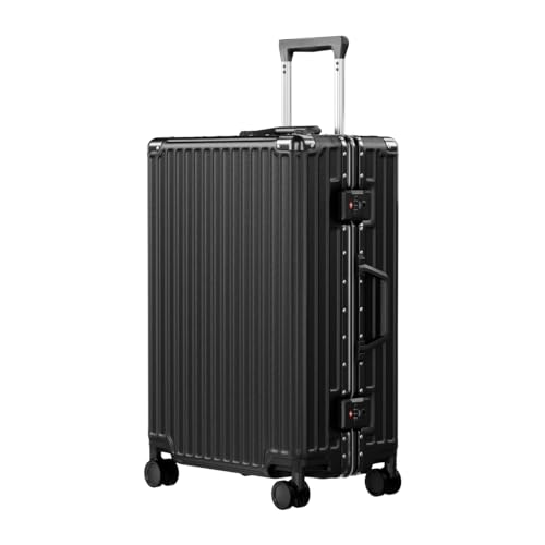 Luggage PC+ABS Aluminum Frame Zipperless Checked Luggage Hard Shell Suitcase with TSA Lock Double Spinner Wheels 24 Inch Black (Black / 24-inch(upgraded Tsa Lock))