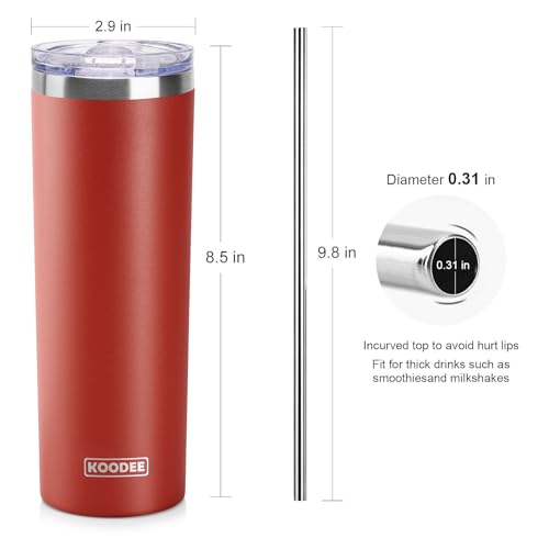 Coffee Tumbler 20 oz Stainless Steel Double Wall Vacuum Insulated Skinny Tumbler with Lid and Straw (Canyon Red / 12 Ounces)