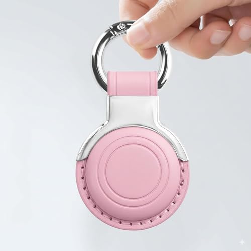 Genuine Leather Keychain for Airtag New 2nd Gen (B9-Blossom Pink V2.0)