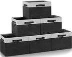 Large Storage Baskets for Shelves 6 Pack (Large-6 Pack / Black & White)