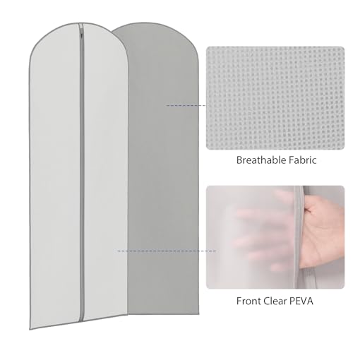 Dress Bags for Gowns Long Dress Cover Bag for Closet Storage 65 in (65"-3pcs-Grey)