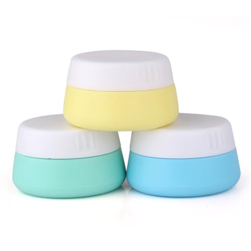 Reusable Travel Silicone Storage Jar (Blue, Yellow, and Green)