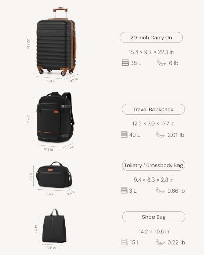 Luggage Set Hardside Suitcase (3 piece set (BP/TB/20) / Charcoal)