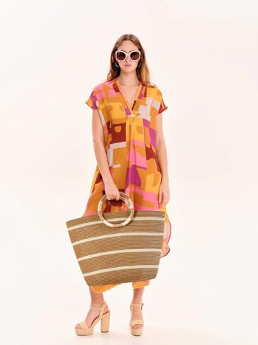 each Bags for Women Straw Tote Bag Summer Beach Bag Large Woven Straw Tote for Vacation Holiday (Kahaki)