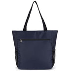 Large Capacity Foldable Tote Bag with Zipper (Navy)