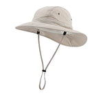 Mens Sun Hat Wide Brim UPF 50+ Sun Protection Hat Summer Bucket Hat with String Beige (Large-X-Large / Beige)