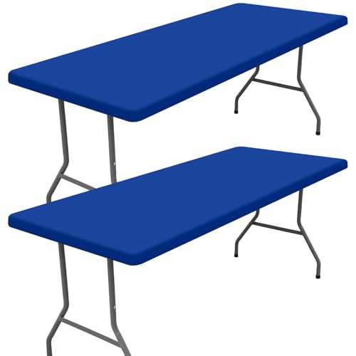 2 Pack Rectangle Spandex Fitted Table Cloth (Blue / 72" x 36" (Rectangular))