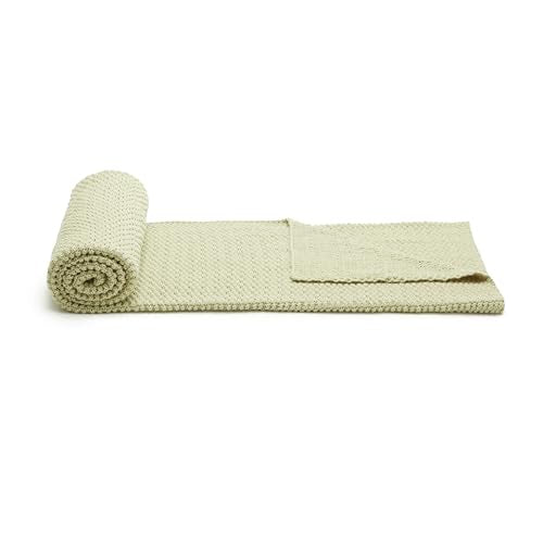 Chunky Cable Knit Throw Blanket for Couch (Knitted / Sage Green)
