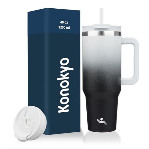 40 oz Insulated Tumbler Water Bottle with Handle (40 Ounces / Day Night)