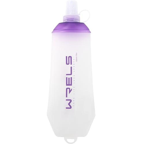 200ml/350ml/500ml Collapsible Soft Flask,BPA Free Folding Soft Water Bottle with Hanging Ring,Lightweight TPU Hydration Flask for Running Marathon Cycling Hiking (Purple-500ml*1)