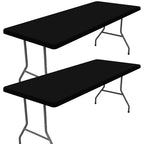 2 Pack Rectangle Spandex Fitted Table Cloth (Black / 72" x 18" (Rectangular))