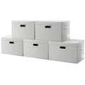 Collapsible Storage Bin with Lid [5 (Beige / M(5-Pack))