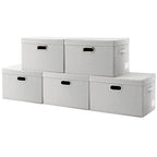 Collapsible Storage Bin with Lid [5 (Beige / M(5-Pack))