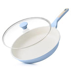 10Inch Nonstick Ceramic Frying Pan with Lid (Glacier Blue / 10 Inch)
